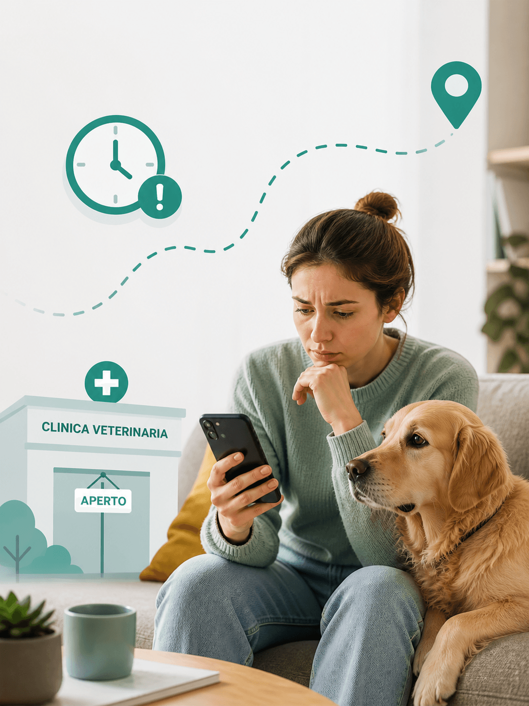 Veterinario che visita un cane in clinica veterinaria